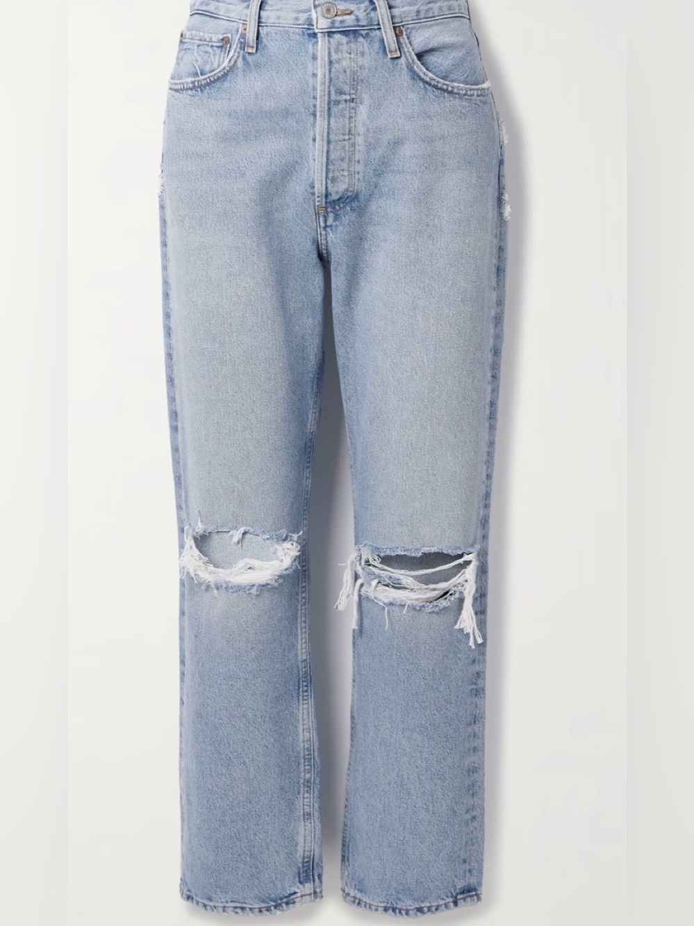 Agolde 90s Jean. Light Blue Distressed Straight-Leg Jeans